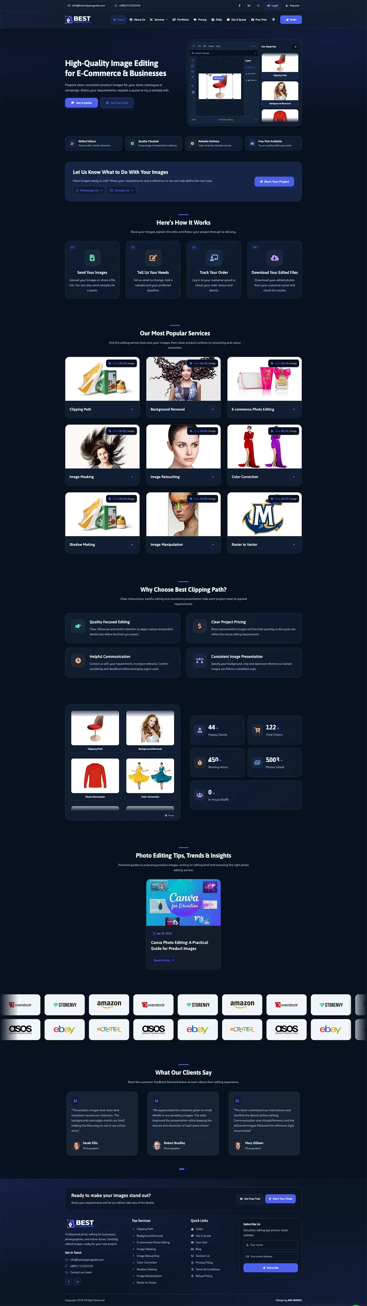 Photo Editing Agency Website Design website screenshot